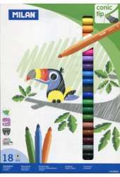 Flamastry ze stożkową końcówką 18 sztuk